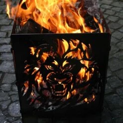 SvenskaV Löwe Feuerkorb Rohstahl 30,5x32,0x47cm -Deutschland Wellness Gart Verkaufs-Shop 1094195 3