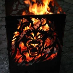 SvenskaV Löwe Feuerkorb Rohstahl 30,5x32,0x47cm -Deutschland Wellness Gart Verkaufs-Shop 1094195 4