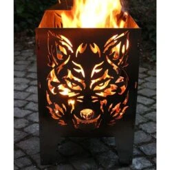 SvenskaV Wolf Feuerkorb Rohstahl 35,5x37,0x75 Cm -Deutschland Wellness Gart Verkaufs-Shop 1094239 4