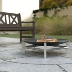 SvenskaV Alpha XXL Feuerschale 58x58x20cm Edelstahl/Rohstahl Edelstahl/Schwarz -Deutschland Wellness Gart Verkaufs-Shop 1231277 4