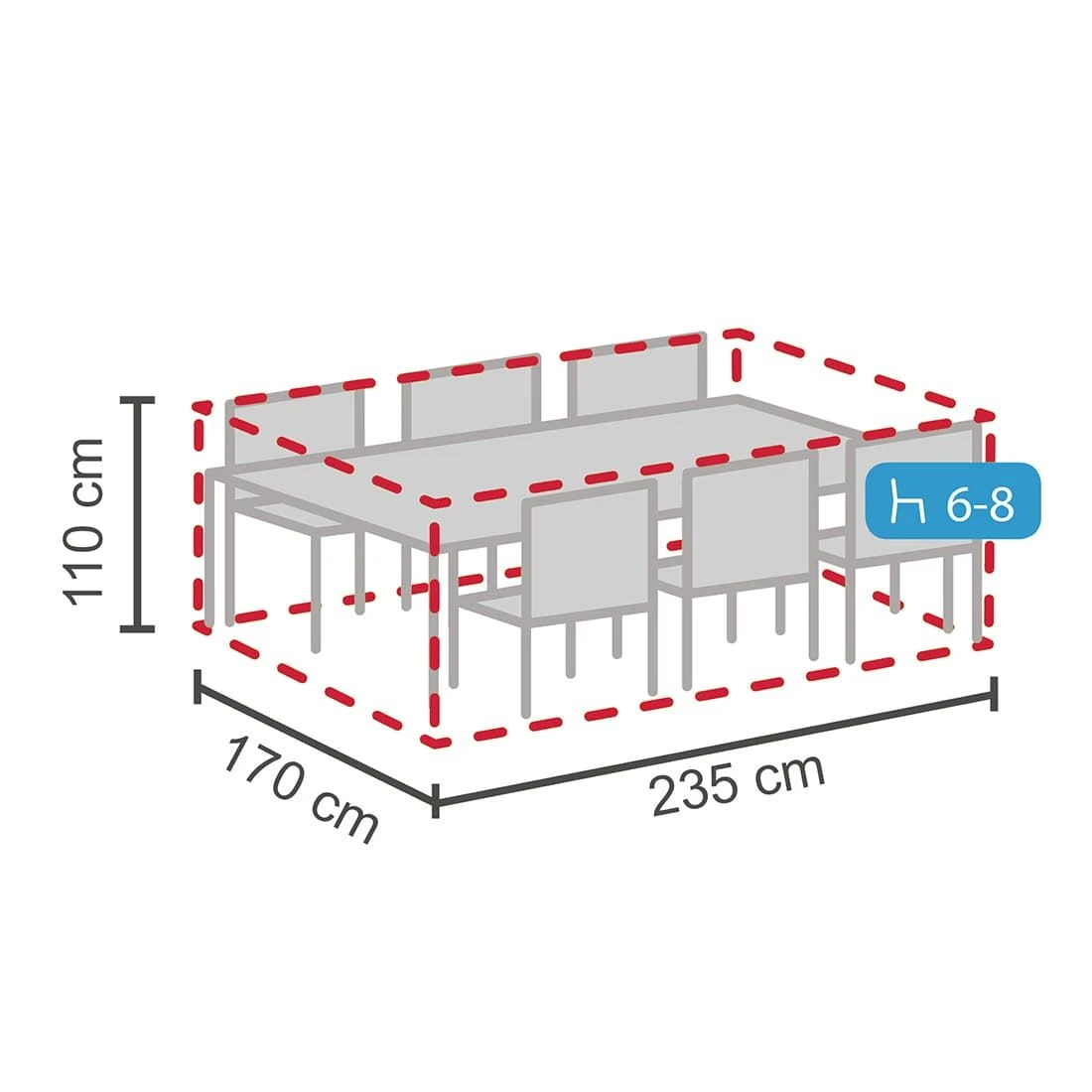 LC Garden Gartenmöbel-Set Schutzhülle 235x170x110 Cm Grau 2 LC Garden Gartenmöbel-Set Schutzhülle 235x170x110 Cm Grau – Bild 2