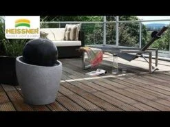 Heissner Jupiter LED Gartenbrunnen Polystone Schwarz/Grau