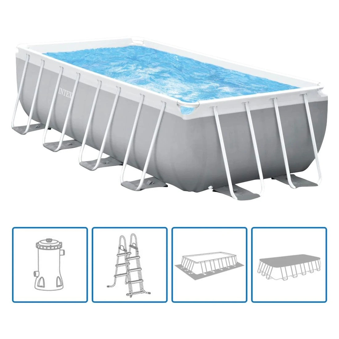 Intex Prism Frame Rectangular Pool Set 488x244x107cm Grau 1 Intex Prism Frame Rectangular Pool Set 488x244x107cm Grau