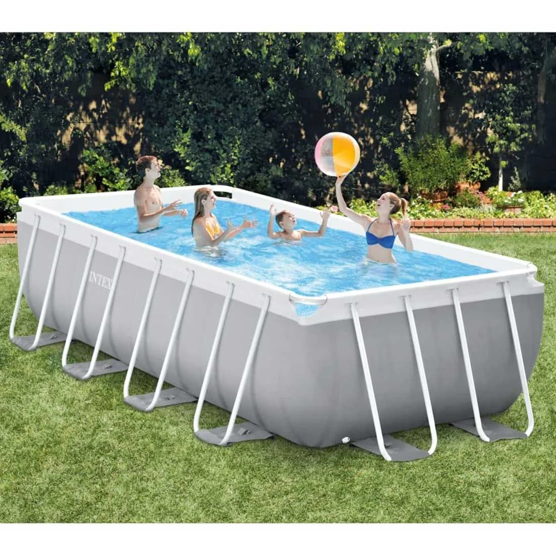 Intex Prism Frame Rectangular Pool Set 488x244x107cm Grau 9 Intex Prism Frame Rectangular Pool Set 488x244x107cm Grau – Bild 9