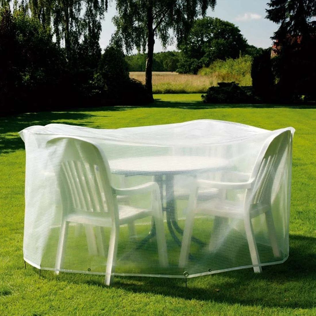 Heinemeyer Gartenmöbel-Set Schutzhülle Ø180cm Gitterfolie Transparent 1 Heinemeyer Gartenmöbel-Set Schutzhülle Ø180cm Gitterfolie Transparent