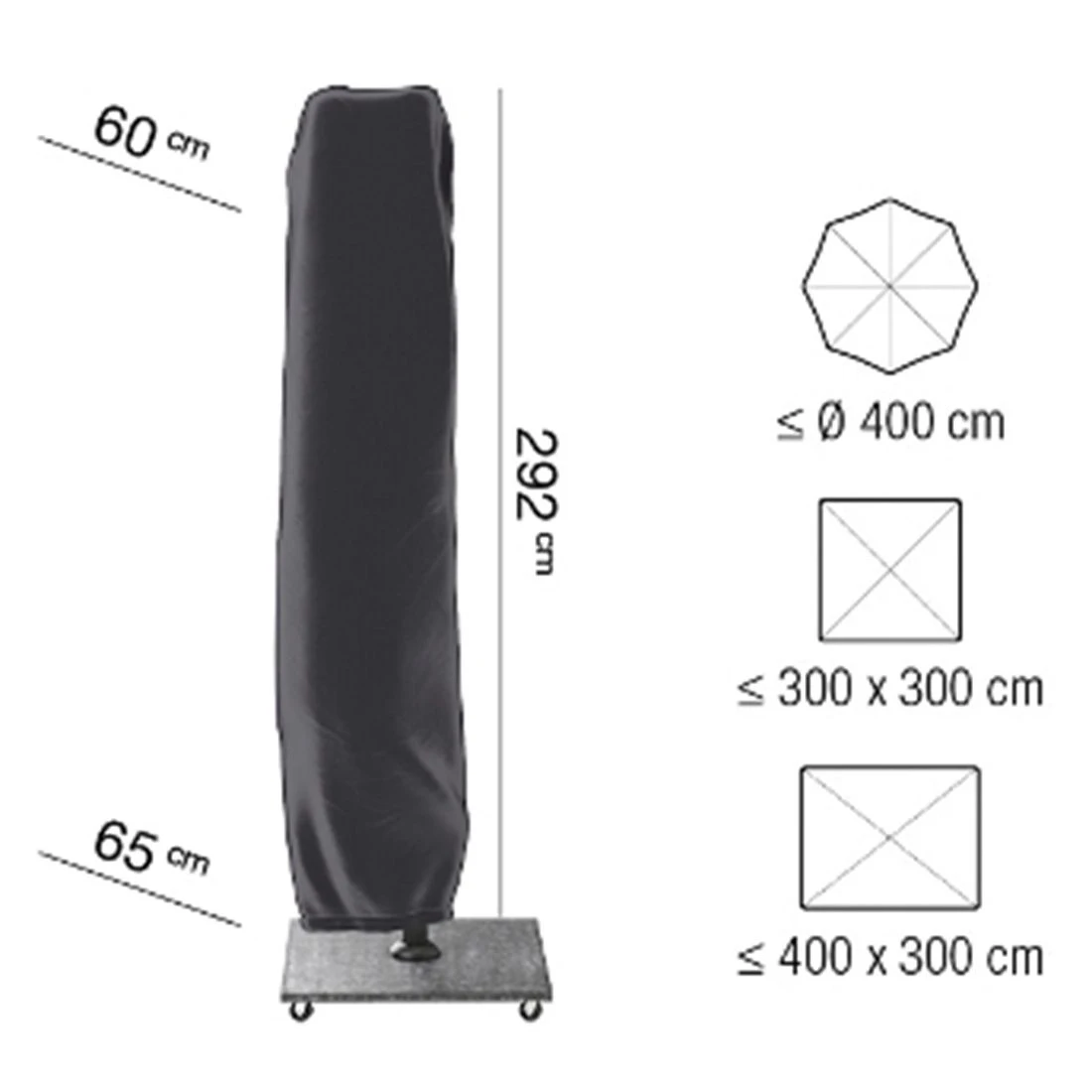 AeroCover Ampelschirm Schutzhülle 400x300cm Polyester Uni Anthrazit 2 AeroCover Ampelschirm Schutzhülle 400x300cm Polyester Uni Anthrazit – Bild 2