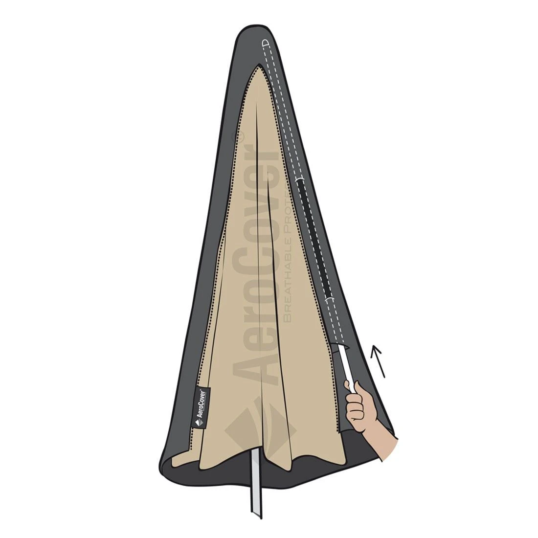 AeroCover Ampelschirm Schutzhülle Bis Ø350cm Oder 300x300cm Polyester Uni Anthrazit 4 AeroCover Ampelschirm Schutzhülle Bis Ø350cm Oder 300x300cm Polyester Uni Anthrazit – Bild 4