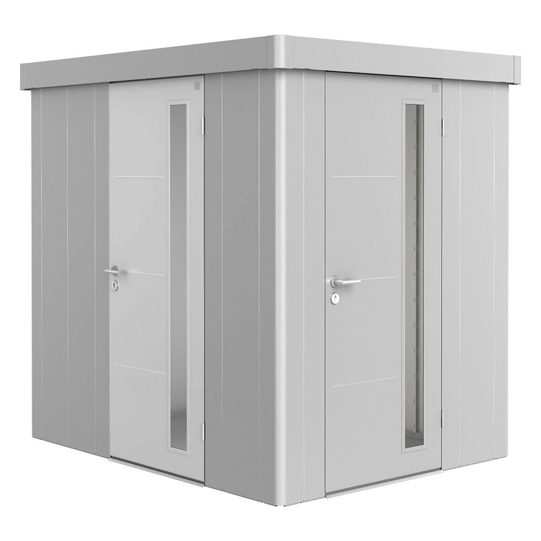 Biohort Neo Gerätehaus Zusatztür Silber-Metallic 2 Biohort Neo Gerätehaus Zusatztür Silber-Metallic – Bild 2