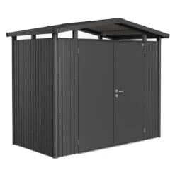 Deutschland Wellness Gart Verkaufs-Shop 32 Biohort Panorama Gerätehaus Doppeltür Dunkelgrau-Metallic