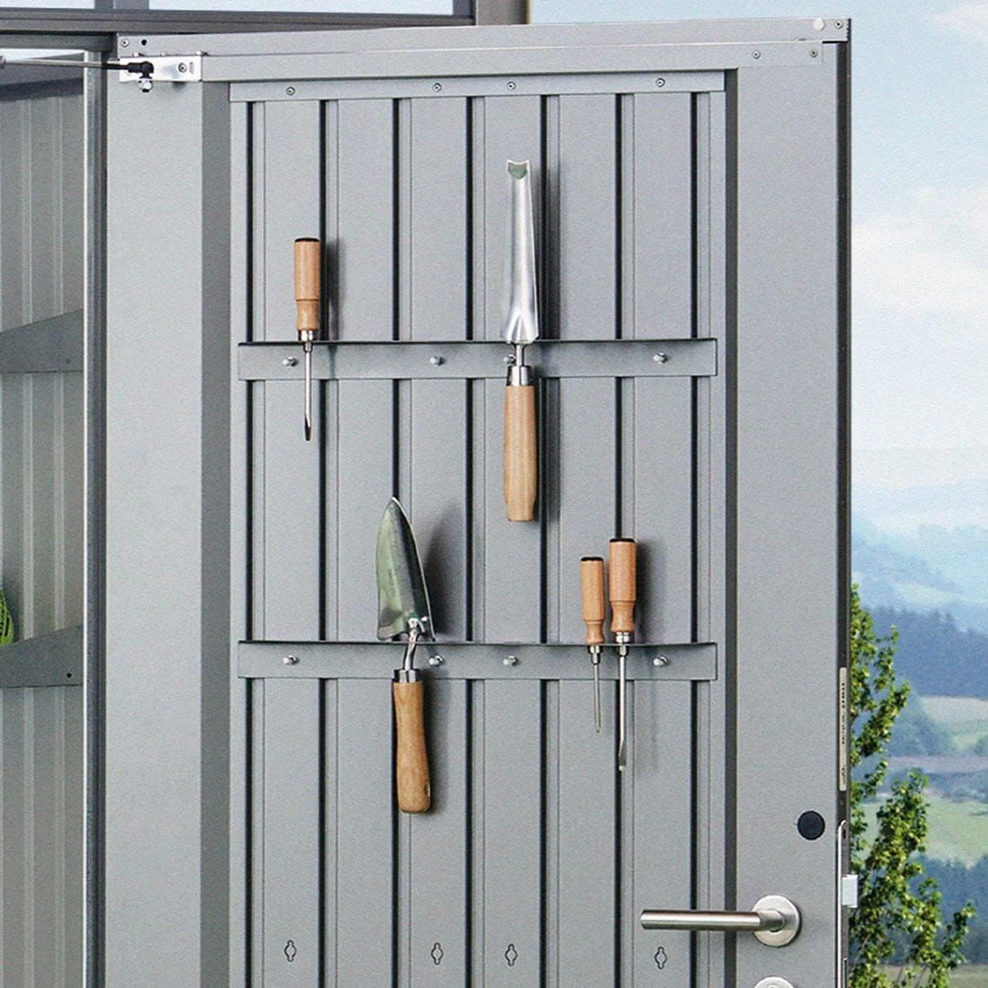 Biohort Werkzeughalter Für Gerätehaustür 2 Stück Quarzgrau-Metallic 2 Biohort Werkzeughalter Für Gerätehaustür 2 Stück Quarzgrau-Metallic – Bild 2