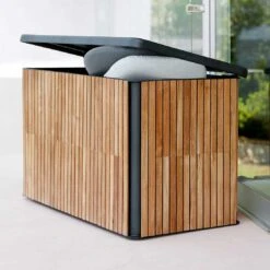 Cane-Line Combine Gartenbox Klein Teak/Aluminium Natur/Lava Grey -Deutschland Wellness Gart Verkaufs-Shop cane line combine kissentruhe gross teak aluminium 1463476 6