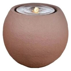 Heissner Ball LED Gartenbrunnen Polystone Rostfarben