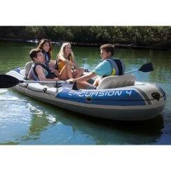 Intex Excursion 4 Schlauchboot Set Inkl. Paddel + Pumpe Grau/Blau -Deutschland Wellness Gart Verkaufs-Shop intex excursion 4 schlauchboot set inkl paddel pumpe 1422039 5