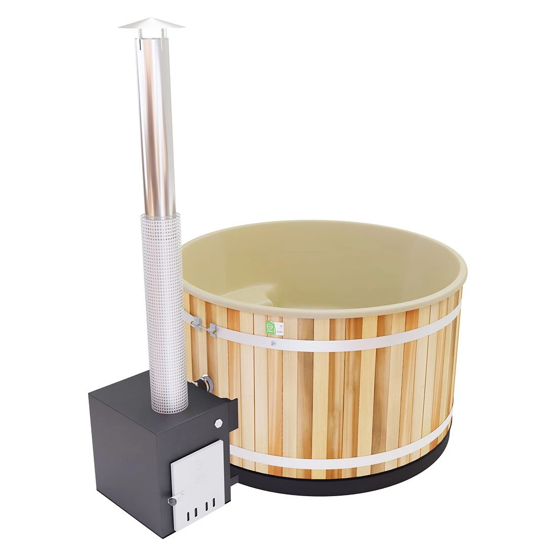 KIRAMI Comfort Steady M Badefass-Set Hot Tub Ø170cm Natur/Caramel Beige 1 KIRAMI Comfort Steady M Badefass-Set Hot Tub Ø170cm Natur/Caramel Beige