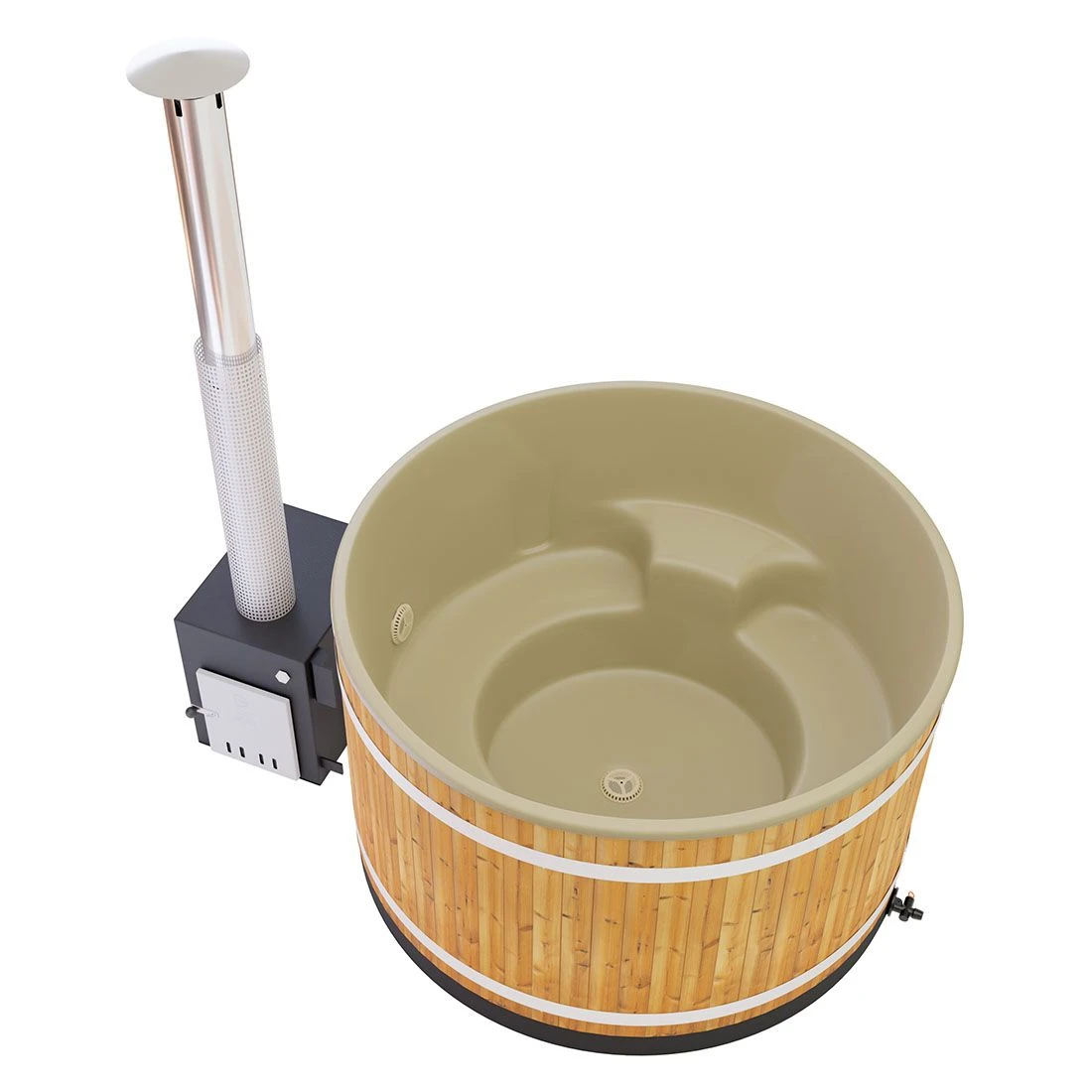 KIRAMI Comfort Steady M Badefass-Set Hot Tub Ø170cm Natur/Caramel Beige 2 KIRAMI Comfort Steady M Badefass-Set Hot Tub Ø170cm Natur/Caramel Beige – Bild 2