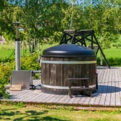 KIRAMI Original Breezy M Badefass-Set Hot Tub Ø170cm Coal Black/Light Grey -Deutschland Wellness Gart Verkaufs-Shop kirami original breezy m badefass set durchm170cm 1381548 9