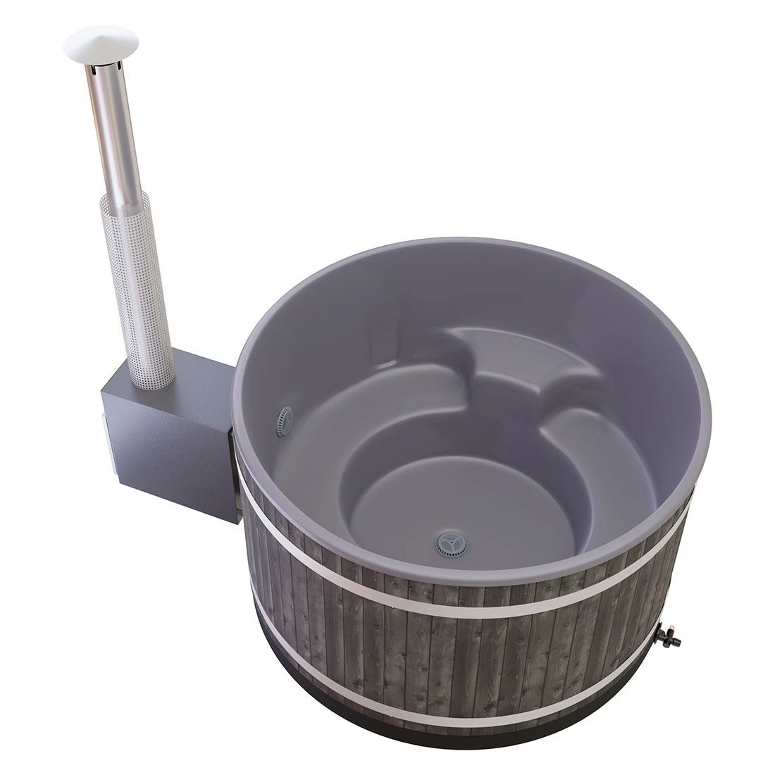 KIRAMI Original Hazy M Badefass-Set Hot Tub Ø170cm Coal Black/Grey 2 KIRAMI Original Hazy M Badefass-Set Hot Tub Ø170cm Coal Black/Grey – Bild 2