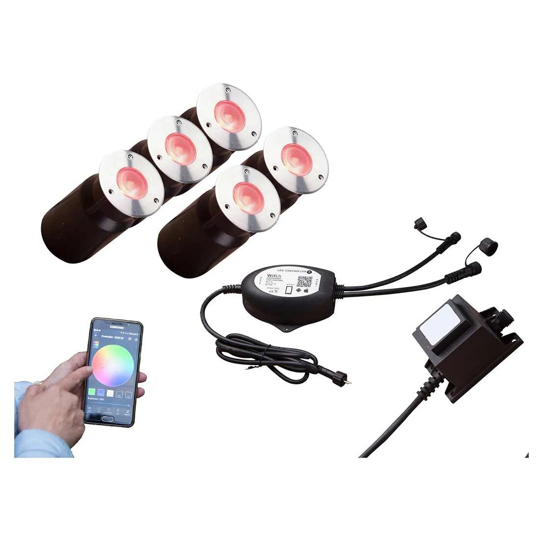 OUTLIV. Smart Light Starter-Set "Wifi 5RGB Bodeneinbauspots" Silber/Schwarz 4 OUTLIV. Smart Light Starter-Set "Wifi 5RGB Bodeneinbauspots" Silber/Schwarz – Bild 4