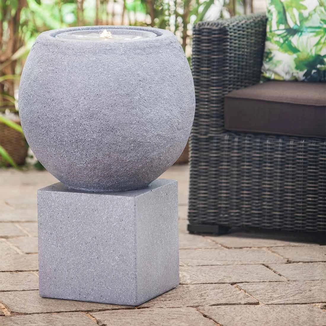 Heissner Ball LED Gartenbrunnen Polytstone Granit 3 Heissner Ball LED Gartenbrunnen Polytstone Granit – Bild 3