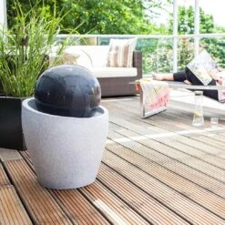 Heissner Jupiter LED Gartenbrunnen Polystone Schwarz/Grau -Deutschland Wellness Gart Verkaufs-Shop outliv jupiter led gartenbrunnen schwarz grau 1302612 2