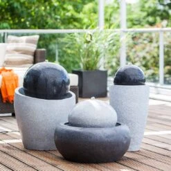 Heissner Jupiter LED Gartenbrunnen Polystone Schwarz/Grau -Deutschland Wellness Gart Verkaufs-Shop outliv jupiter led gartenbrunnen schwarz grau 1302612 3