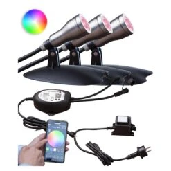 OUTLIV. Smart Light Starter -Set Wifi-Set: 3 RGB-Spots Silber/Schwarz -Deutschland Wellness Gart Verkaufs-Shop outliv starter set wifi set 3 rgb spots silber schwarz 1303943 1