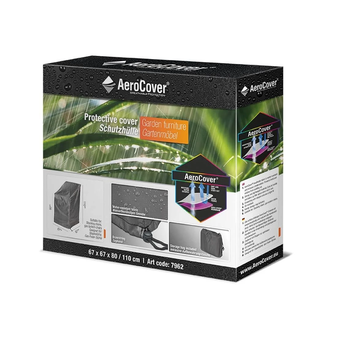 AeroCover Gartenstuhl Schutzhülle 67x67x80/110cm Polyester Uni Anthrazit 9 AeroCover Gartenstuhl Schutzhülle 67x67x80/110cm Polyester Uni Anthrazit – Bild 9