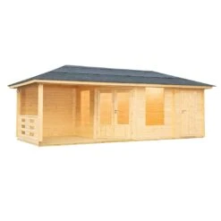 Wolff Finnhaus Anna 40-A/2 Gartenhaus 703x299cm+Terrasse 250cm Natur