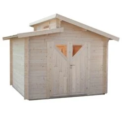 Wolff Finnhaus Bornholm 40-A Typ 4 Gartenhaus 290x240cm Mit Dreieckglas-Tür Natur