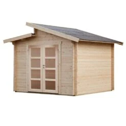 Wolff Finnhaus Bornholm 40-A Typ 5 Gartenhaus 290x240cm Mit Milchglas-Tür Natur