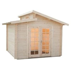 Wolff Finnhaus Bornholm 40-B Typ 3 Gartenhaus 320x320cm Mit Vollglas-Tür Natur