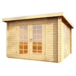 Wolff Finnhaus Pulti 34-B Typ 3 Gartenhaus 300x240cm+Vollglastür Natur