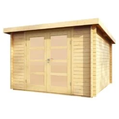 Wolff Finnhaus Pulti 34-B Typ 5 Gartenhaus Mit Milchglastür Natur