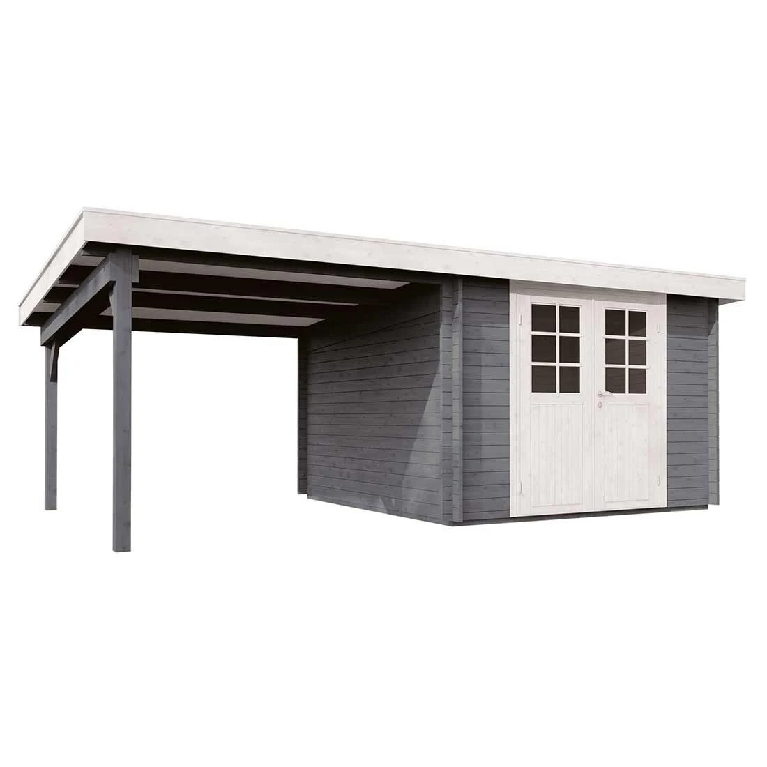Wolff Finnhaus Pulti 34-B Typ 2 Gartenhaus Mit Seitendach 300 + Halbglastür Felsgrau/Weiß 1 Wolff Finnhaus Pulti 34-B Typ 2 Gartenhaus Mit Seitendach 300 + Halbglastür Felsgrau/Weiß