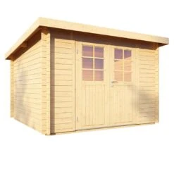 Wolff Finnhaus Pulti 34-C Typ 2 Gartenhaus Mit Halbglastür Natur