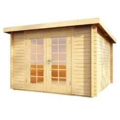 Wolff Finnhaus Pulti 34-C Typ 3 Gartenhaus 300x300cm+Vollglastür Natur