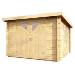 Wolff Finnhaus Pulti 34-C Typ 4 Gartenhaus 300x300+Dreieckglastür Natur