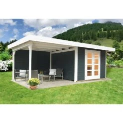 Wolff Finnhaus Relax Lounge C Gartenhaus Mit Anbau Und Rückwand 300 Cm Anthrazit