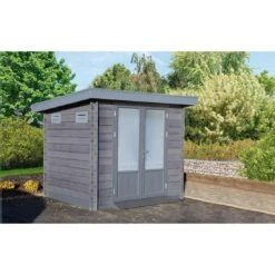 Wolff Finnhaus WPC-Trend B Gartenhaus 234x187cm+Doppeltür Grau