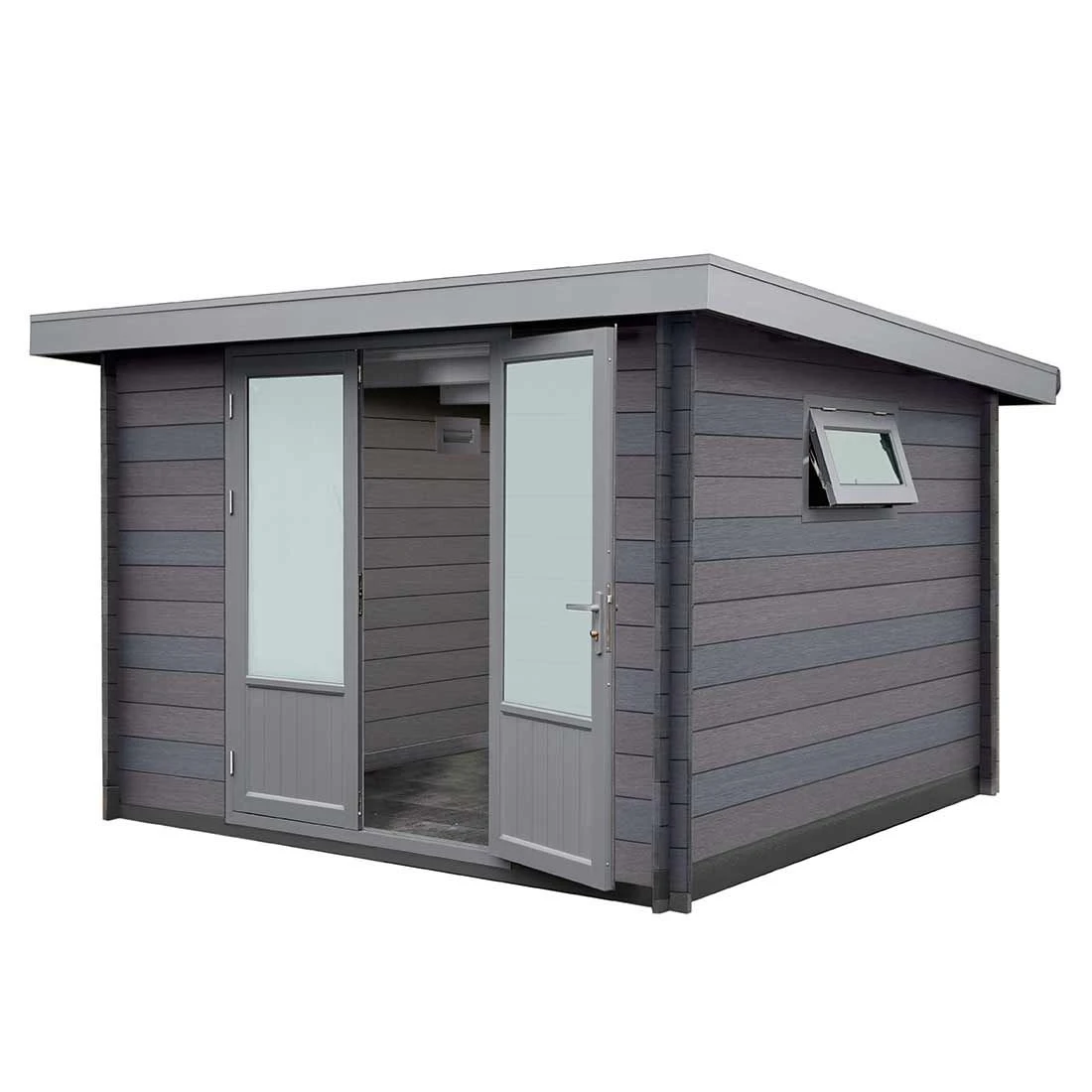 Wolff Finnhaus WPC-Trend C Gartenhaus 287x234cm + Doppeltür Grau 1 Wolff Finnhaus WPC-Trend C Gartenhaus 287x234cm + Doppeltür Grau