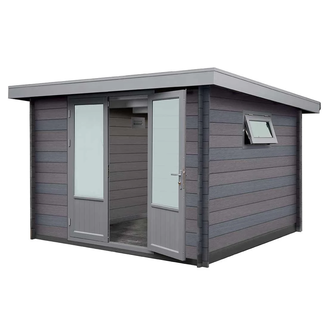 Wolff Finnhaus WPC-Trend D Gartenhaus 287x287cm + Doppeltür Grau 1 Wolff Finnhaus WPC-Trend D Gartenhaus 287x287cm + Doppeltür Grau